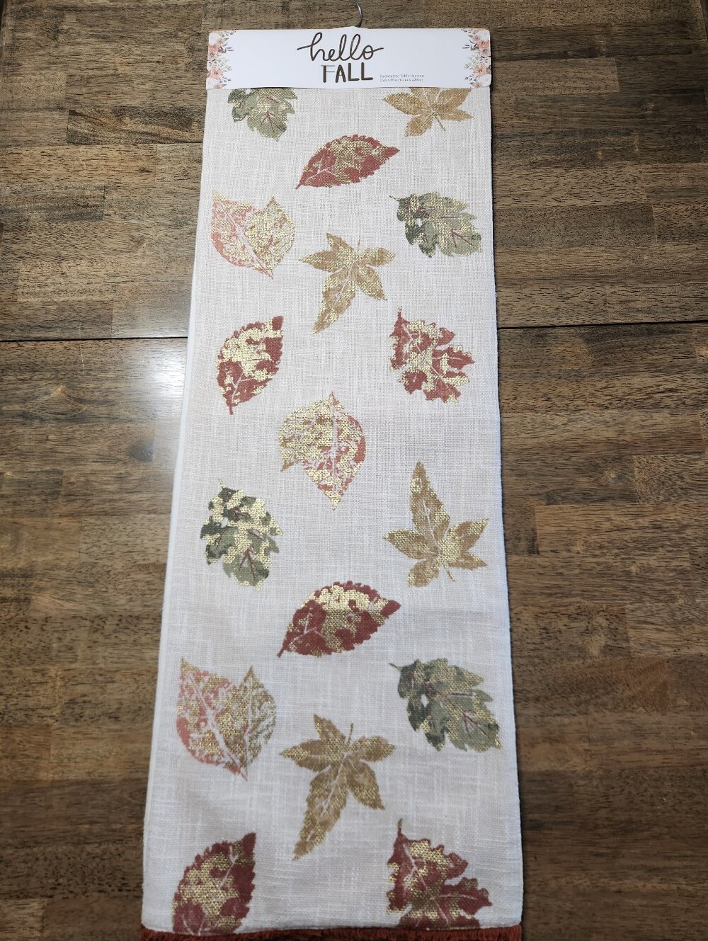 Mireille Designs Fall Leaf Table Runner 16x90 Gold Autumn Thanksgiving